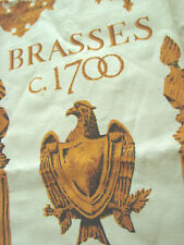 Vintage Tea Towel Linen EC BRASSES Colonial Antiques 17x28" American Eagle