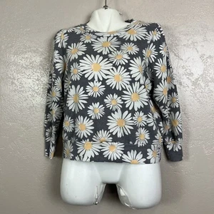Wildfox Couture Black Yellow Floral Frayed long sleeve crew neck Sweater Size L - Picture 1 of 13