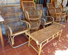 Set sedie poltroncine da giardino in midollino vimini (rattan)