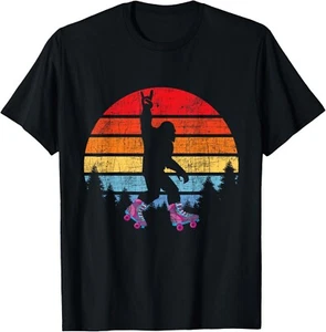 Retro Vintage Bigfoot Skater - Roller Skating Roller Derby Gift Unisex T-Shirt - Picture 1 of 4