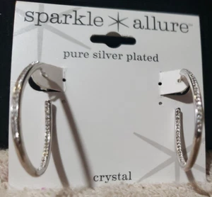 NEW SPARKLE ALLURE CRYSTAL PURE SILVER PLATED TEARDROP EARRINGS, NIP, $42 - Picture 1 of 6