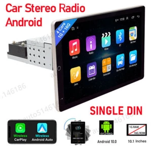 10'' 1 Din Car Stereo Radio GPS Navi Wifi Rotatable Touch Screen Android Carplay - Picture 1 of 14