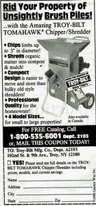 1990 Vintage Print Ad Troy-Bilt Tomahawk Chipper Shredder Rid Property Brush - Picture 1 of 2
