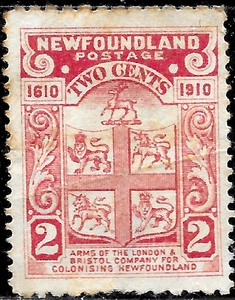 1910 CANADA Newfoundland Sc## 88a    MNG VF Arms of London and Bristol - Picture 1 of 2