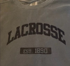Lacrosse est 1890 Comfort Colors Sweatshirt Mens Unisex Medium M Blue Wash Euc - Picture 1 of 4