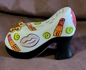 Keramik Damen Schuh Sparschwein Münzbank Mädchen Jugendliche Sparen für Schuhe - Bild 1 von 11
