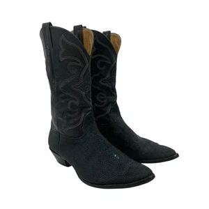 Vintage Nocana Cowboy Boots Black Exotic Diamond Stingray Mens Size 14 E 27056 - Picture 1 of 16