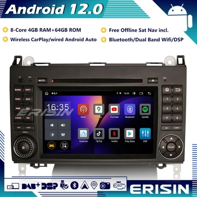 64GB DAB+ Android 13 Autoradio GPS DVD Mercedes A/B Class Sprinter Viano Crafter - Immagine 1 di 4