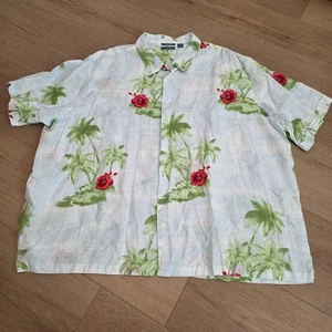 Cubavera Hawaiian Shirt Mens 5XL 100% Linen Short Sleeve - Picture 1 of 6