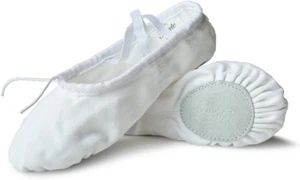 Women Canvas Ballet Dance Shoes Yoga Gymnastics Leather Split-Sole Slipper Flate - Picture 1 of 7