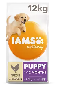 More details for damaged iams puppy/junior large breed chicken dry dog food - 12kg