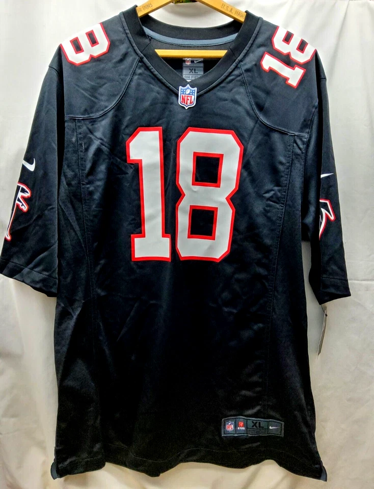 Nike Atlanta Falcons Mens #18 Calvin Ridley Black Game Jersey Size L