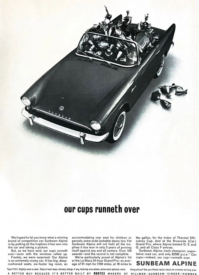 Coche deportivo Sunbeam Alpine 1962 genuino vintage impreso anuncio convertible Foto 1 de 1