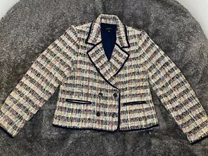 Talbots Blazer Womens Sz 10 Tweed Jacket Black Multicolor Polyester/ Acrylic - Picture 1 of 6