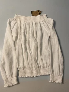 ELAN COTTON GAUZE BUBBLE CROCHET SMOCK BAND OFF SHOULDER TOP MG11 MSRP 49.99 - Picture 1 of 2