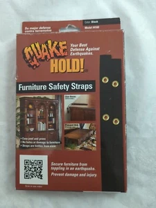 Quake Hold Furniture Strap Kit #4160 Black consists 2 x 15" straps & screws - Picture 1 of 2