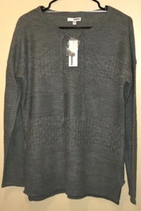 Women's Sonoma Gray Sweater with Tie-up Neck Collarless Size Medium New - Picture 1 of 6