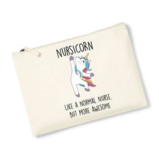 Unicorn Nursicorn Nurse Natural Canvas Wash Bag Cosmetics Bag Accessories Pencil