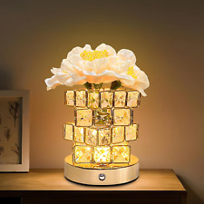 Carnation Crystal Night Light Rechargeable Flower Lamp Touch Dimming Table LED
