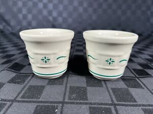 2 Longaberger Votive Candle Holders - Green Woven Traditions