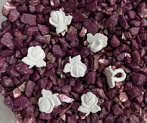 10 Knöpfe Schmuckknopf 8mm Rose Rosenknopf weiß Ösenknopf Trachten Brautkleid  - Bild 1 von 3