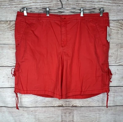 NEW! Fashion Bug Women's 28 Plus Weekend Casual 100% Cotton Red Cargo Shorts NWT - Image 1 of 4