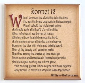Sonnet 12 FRIDGE MAGNET (3 x 3 inches) William Shakespeare - Picture 1 of 3