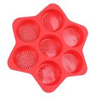 (Red )Hamburger Bun Mold 7 Cavity Silicone Non Stick Dishwasher Safe Househol