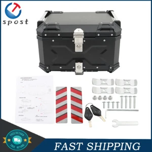 55L Silver Motorcycle Top Case Tail Box Waterproof Luggage Scooter Trunk Storage - Picture 1 of 14