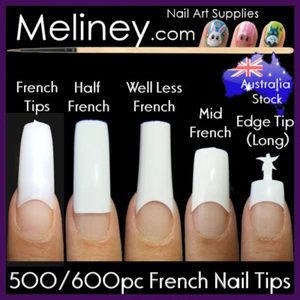 500/600Pc French Nail Tips Nails Square Long Short False Fake Acrylic Gel Bulk - Picture 1 of 18