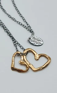 RETIRED Orange Avocado Sterling Silver Bronze Open Heart Pendant Necklace - Picture 1 of 6