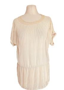 Rise @ Urban Outfitters Ivory Sequin Top Sequins and Beads Blouse Size 10 New - Picture 1 of 9