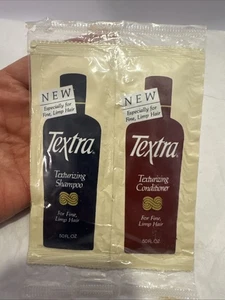 Vintage 1987 Textra Shampoo Conditioner Reisegröße 0,50 Unzen Probe NEU ALTER BESTAND - Bild 1 von 5