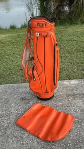 Vintahe Ron Miller Golf Bag Rare Solid Safety Orange 6 Way W/ Rain Hood READ - Picture 1 of 24