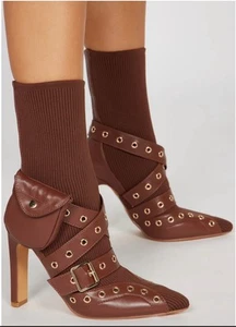 Fashion Nova Baddie On The Move Booties Chocolate Size 11 - Picture 1 of 13