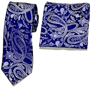 DONA Purple Lavender Paisley Men's Tie & Pocket Square NEW WITH TAGS - Imagen 1 de 7