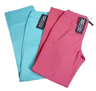 Calça Marla Wynne tamanho 10 (lote de 2) rosa e azul elástica emagrecimento nova com etiquetas - Imagem 1 de 4