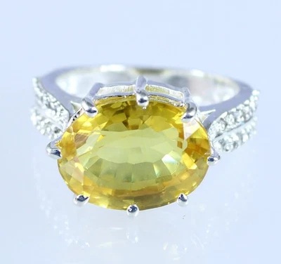 Natural 13.64 Ct Yellow Sapphire Oval Gemstone Certified Men's Anniversary Ring - Image 1 of 4