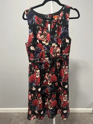 ModCloth Black Red Rose Floral Midi Sheath Dress Size L - Image 1 of 4