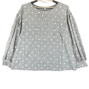 Zac Rachel Sweater Women's 2X Gray Silver Polka Dot Poly Blend Long Sleeve NWT - Picture 1 of 9