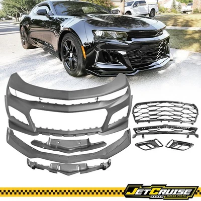 Fits 16-18 Chevy Camaro ZL1 Style Front Bumper Cover Conversion & Lip Grille PP - Image 1 of 4