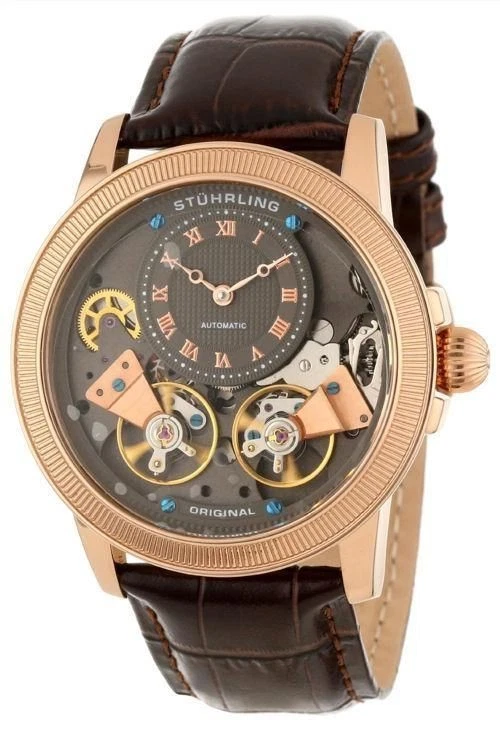 Stuhrling 原装 Gemini II 自动双平衡轮男士腕表 40 珠宝 — 第 1/4 张图片