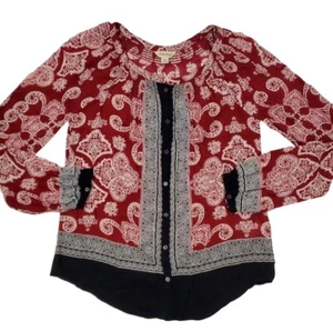 Top marca Lucky taglia XS rosso rayon bandana cottage bottoni camicia donna Xsmall - Foto 1 di 7