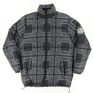 Wesc Bandana Puffer All Over Print Mock Jacket Black Men's L - Picture 1 of 7