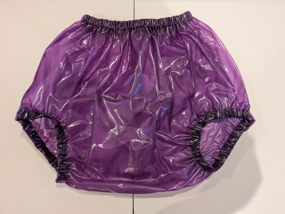 Pantalones para amante de pañales de PVC de plástico tipo PVC PA12 [púrpura semitransparente-VIT4] Foto 1 de 1