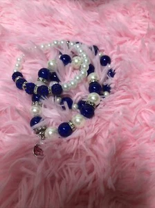 White Pearl Bracelet Or Bangles 3 Rows stretchable New Hand Made - Picture 1 of 4