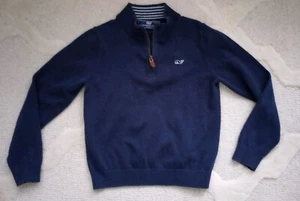 Vineyard Vines Boys Cotton Quarter Zip Pullover Sweater Boys Size 7 Navy Blue - Picture 1 of 6