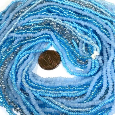 Seed Beads 2-cuts Farfalle Mix 10/0 Light Blue Multi Preciosa Glass Beads 95gram - Image 1 of 3