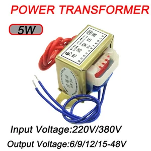 Transformador de potencia 5W EI 220V/380V A 6V 9V 12V 18V a 30V Salida CA Única/Doble - Imagen 1 de 10