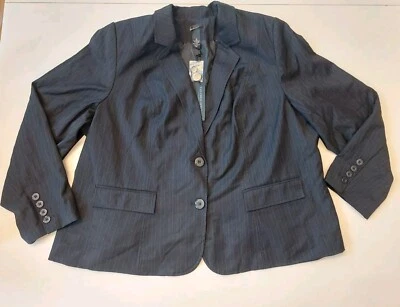 NWT Lane Bryant Women's Black Pinstriped Blazer,  Tailored Stretch,  Size 28 - Image 1 of 4